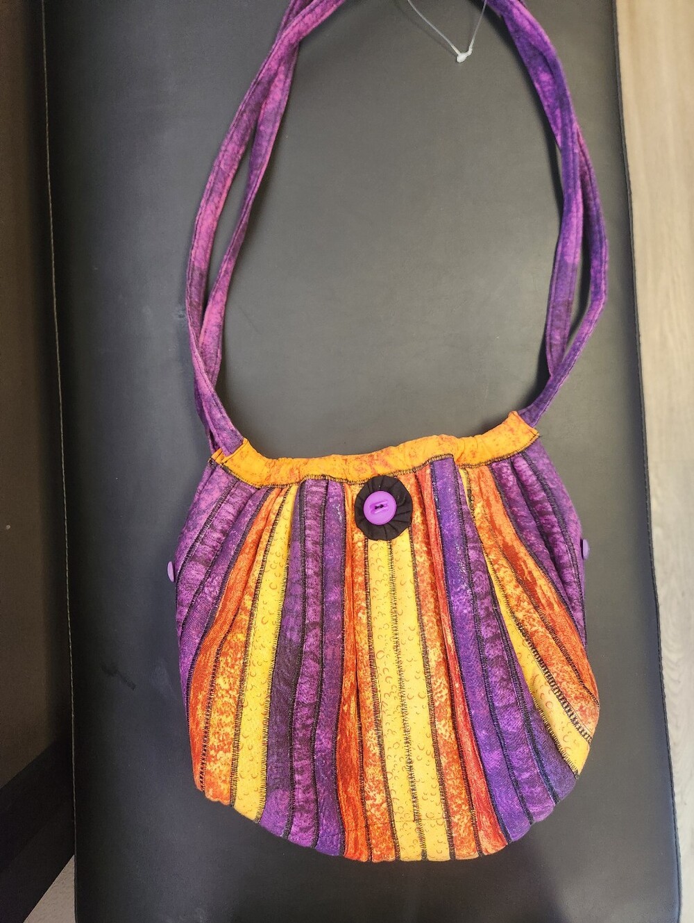 Handcrafted Purple, Orange & Yellow Quilted Shoulder Bag
